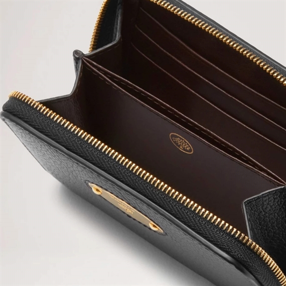 Mulberry Plaque Small Zip Around Purse Black